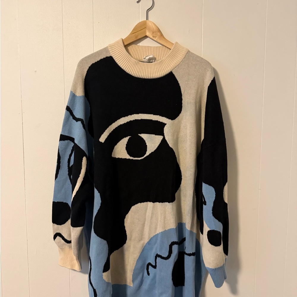Monki Beige and Black Ribbed Sweater